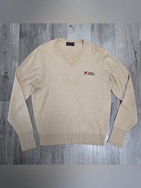 Men’s V-Neck Nabisco Brands Vintage Sweater in Beige